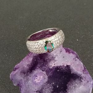 Bomb Party BP This Is Something Special Rainbow Topaz Silver Ring Band Size 10